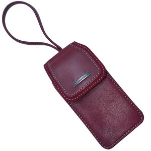 Y2K Gloria Vanderbilt Red Leather Pouch Wristlet Phone Card Wallet 5x2.5x1"